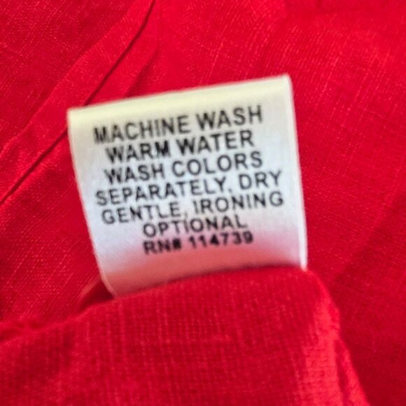 Womens Sleeveless Red Linen Button-Up Tunic Shirt With Pockets - Picture 8 of 8